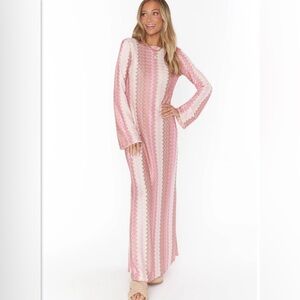 Show Me Your Mumu Vacay Coverup ~ Pink Groovy Knit XL